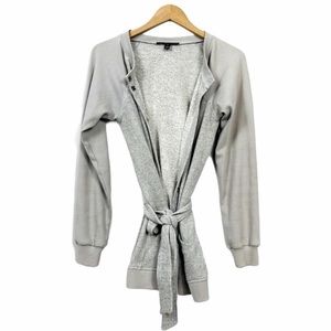 Like New Elizabeth and James Gray Varsity Belted Snap Button Sweatshirt Cardigan